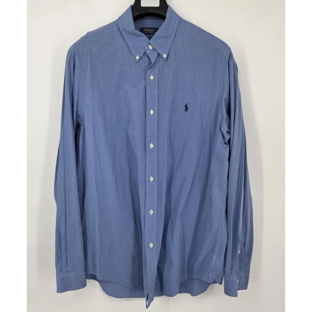 Polo Ralph Lauren Classic Fit Stretch Poplin Shirt Mens XL Blue Long Sleeve EUC